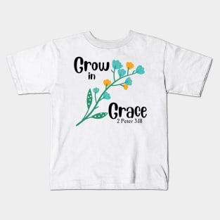 Grow in Grace Black Letters Kids T-Shirt